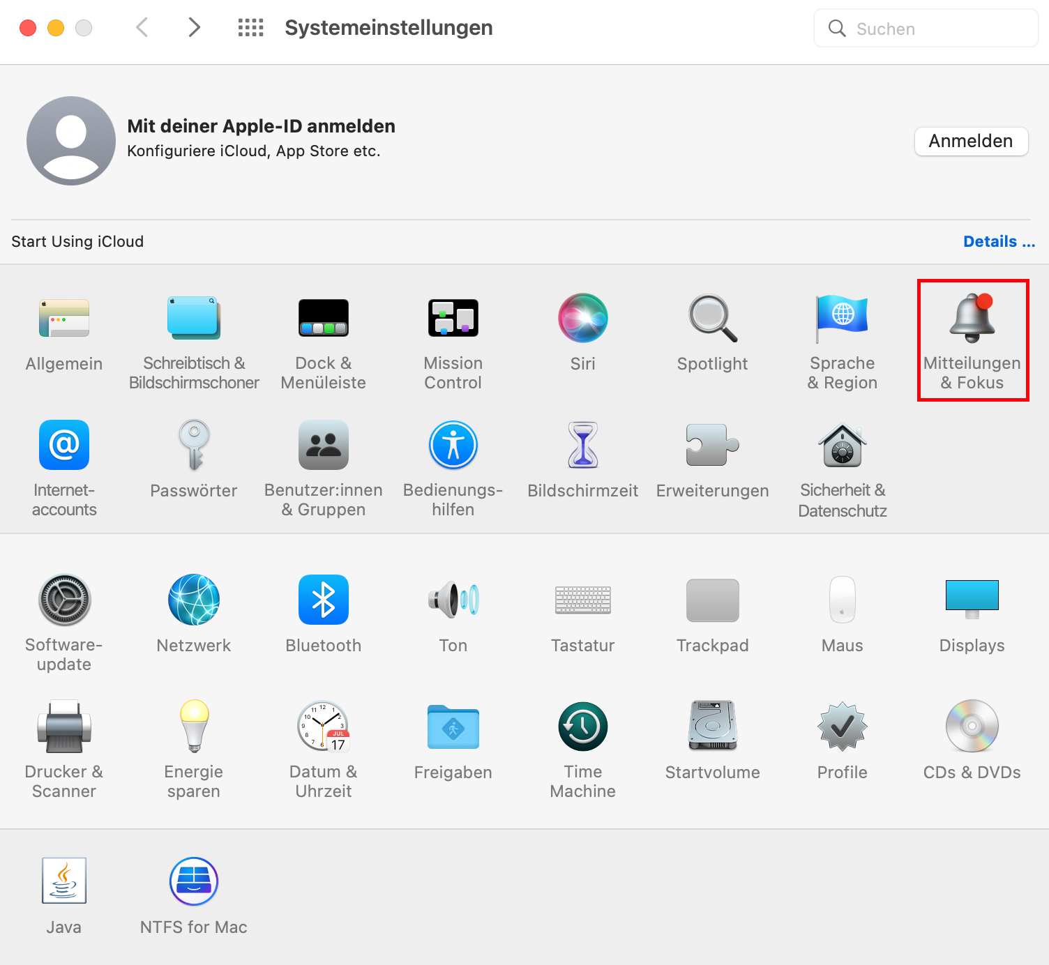 click notifications in system preferences 