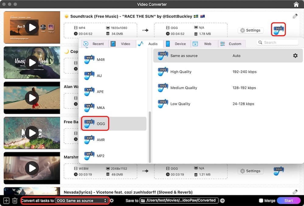 Convert YouTube to OGG Mac 3