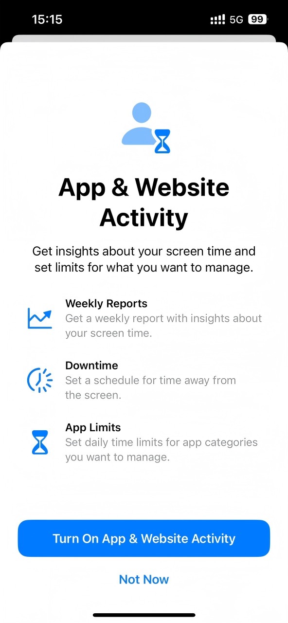 turn on app and website activity