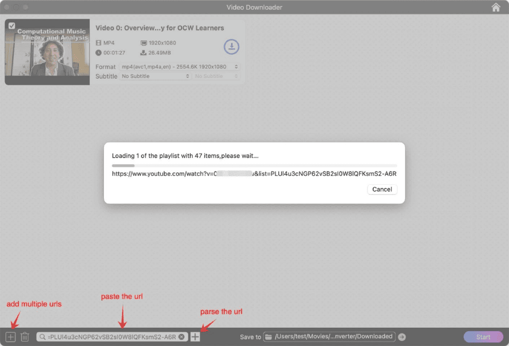 parse youtube playlist link