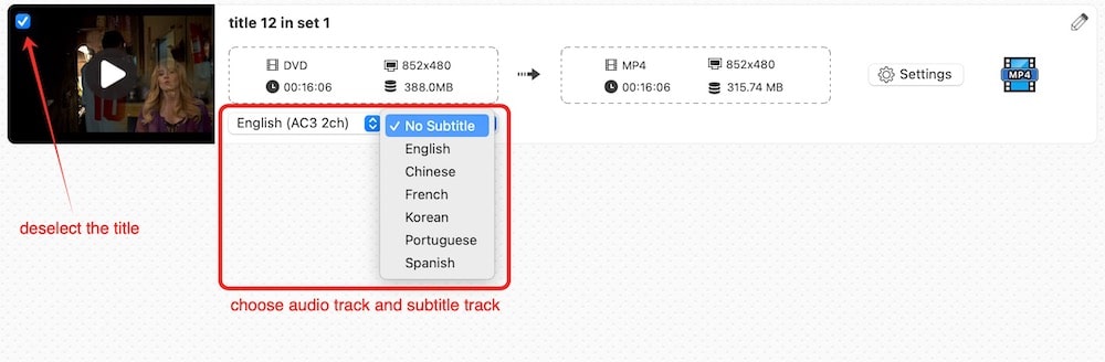 choose titles and tracks