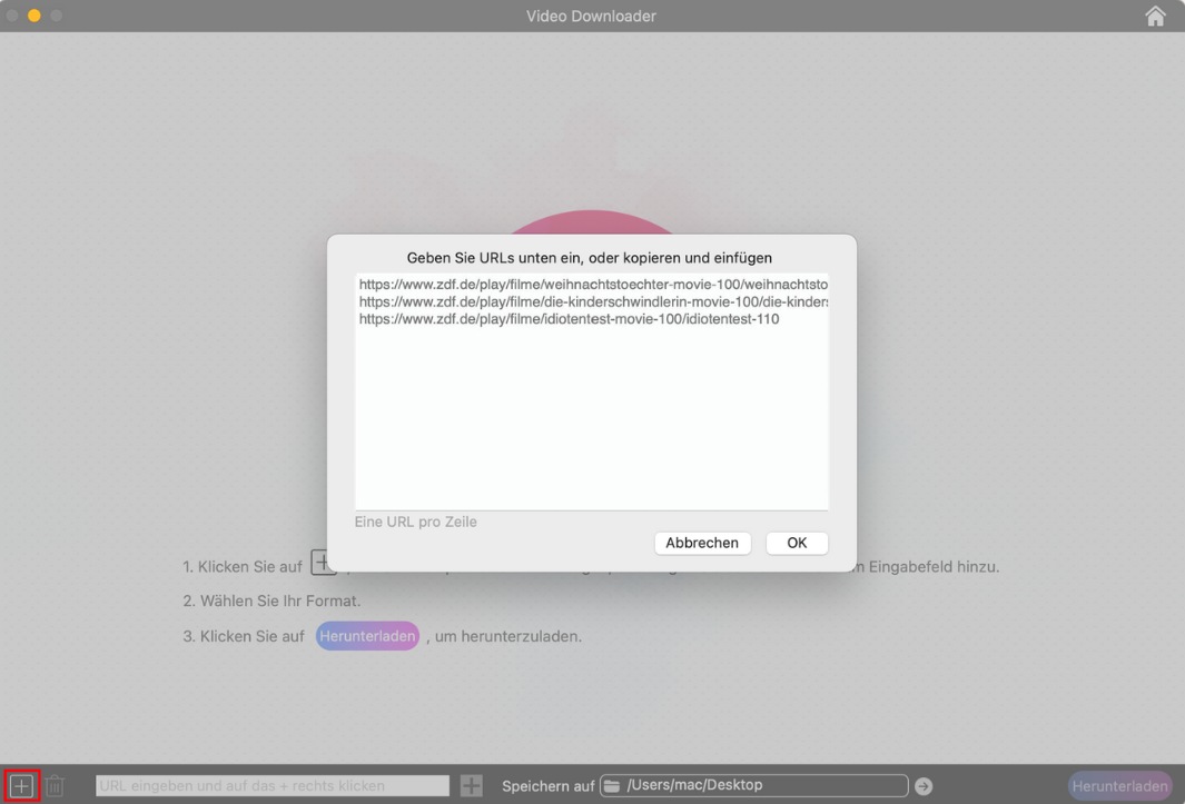 mehrere URLs einfügen