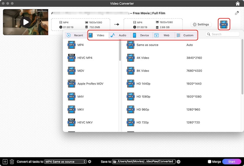 convert movies to compatible format