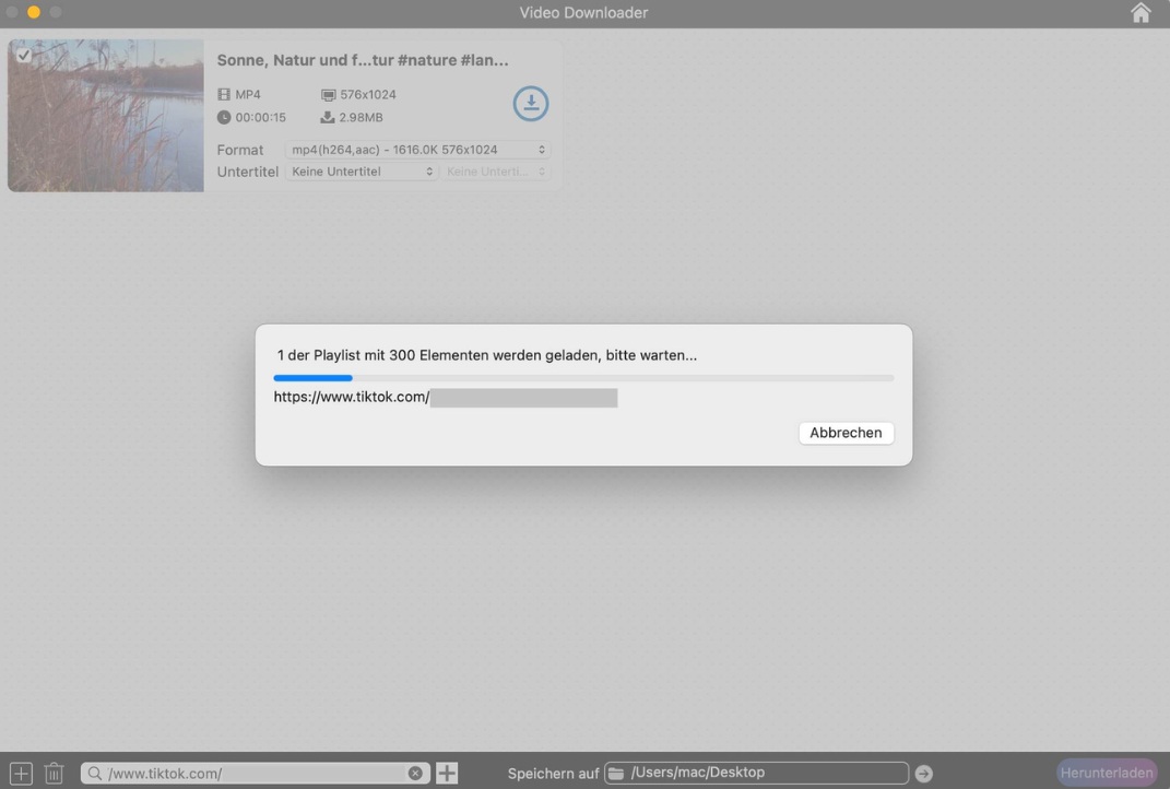 parse videos from a tiktok account