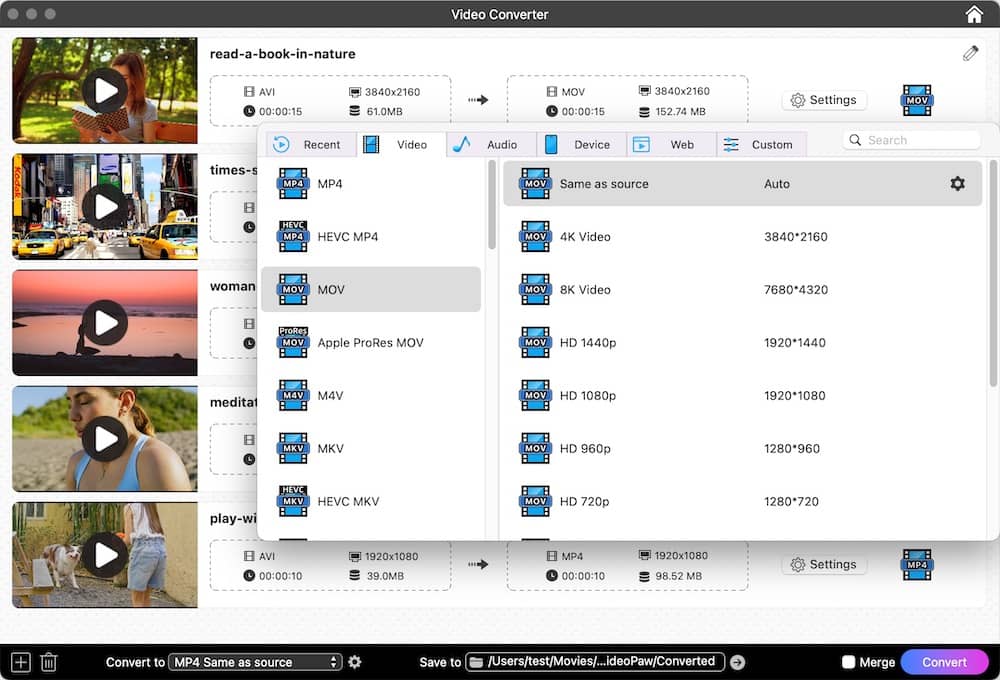 choose the output on cisdem video converter 
