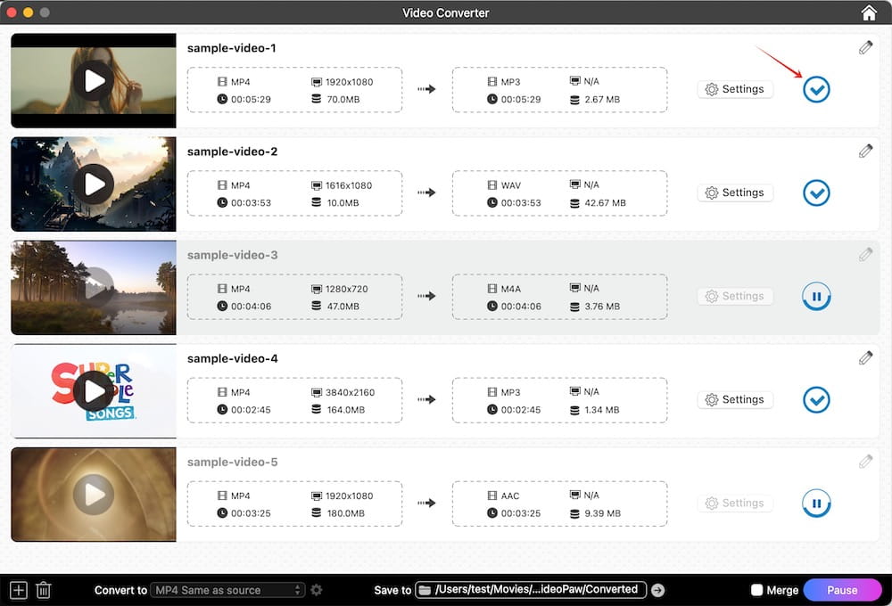 extract audio from mp4 via videopaw