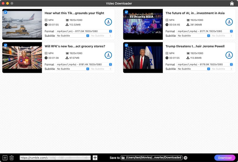 paste and analyze the url of Rumble video