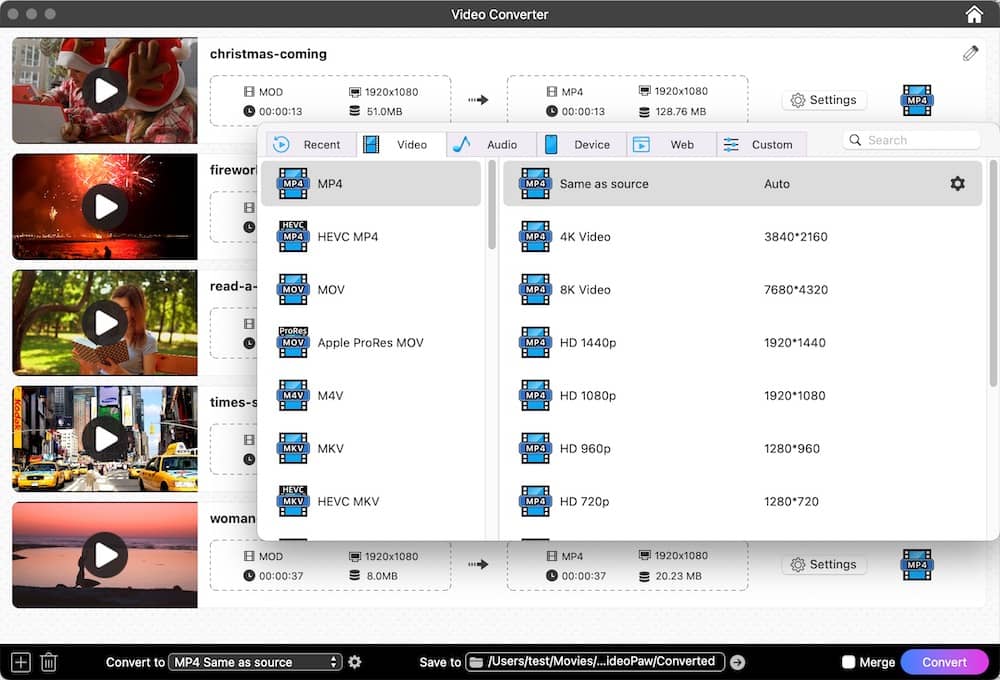 choose the output format