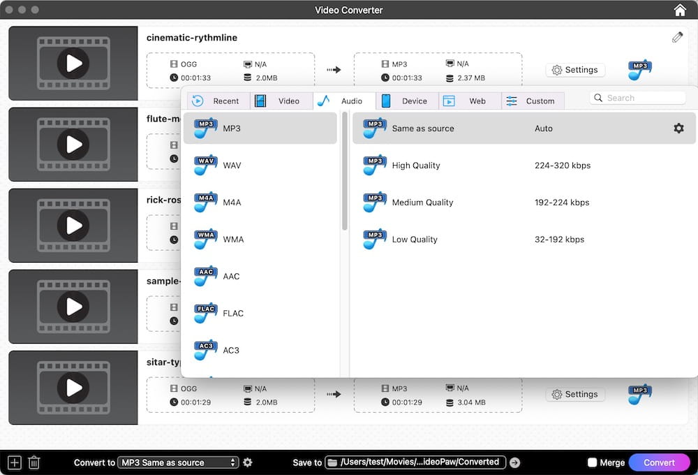 choose the output format