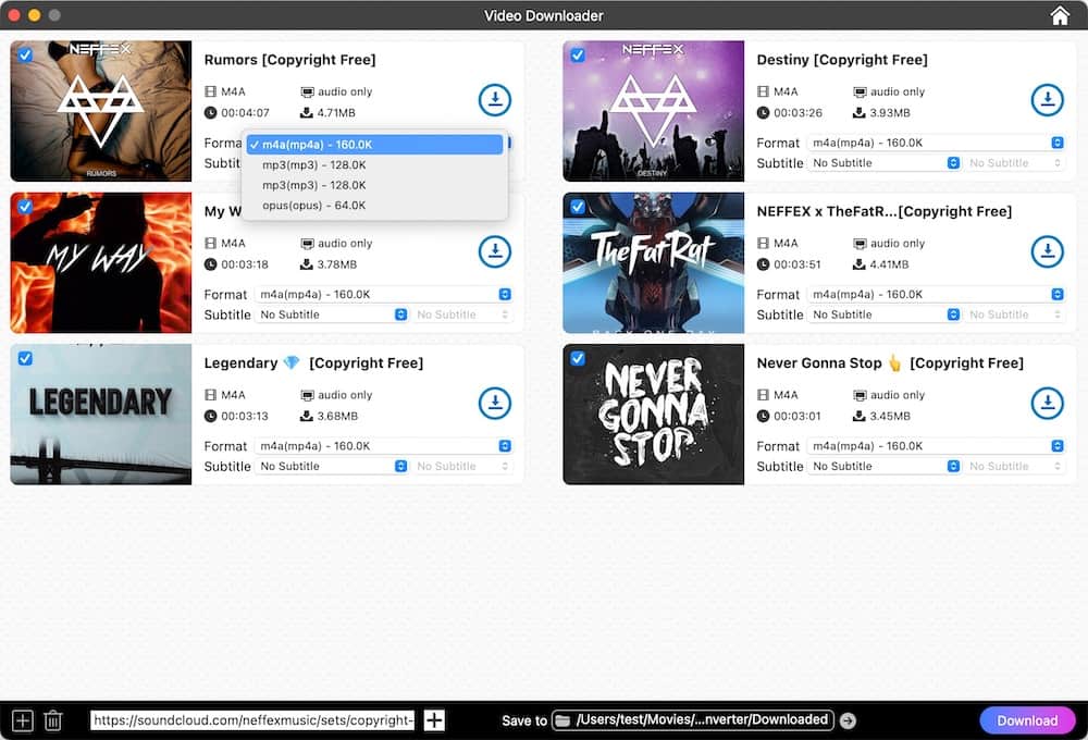 paste the copied URL from SoundCloud