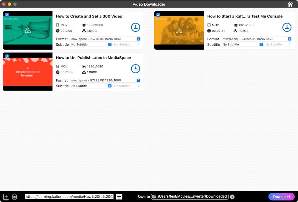 save kaltura video to mac