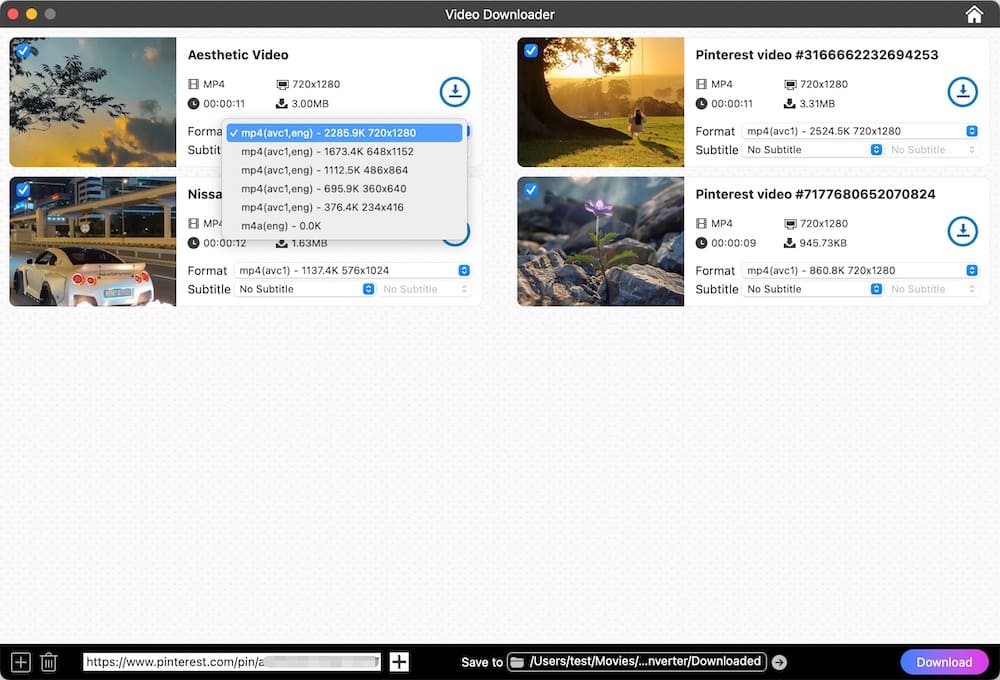 choose video resolution