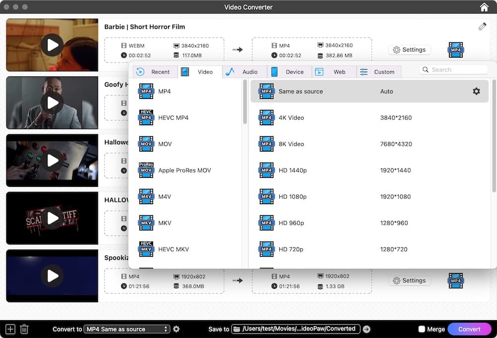 convert halloween movies