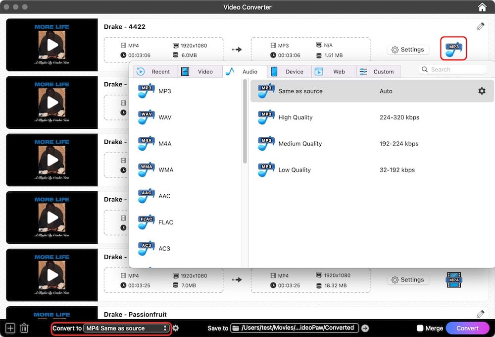 convert drake more life music