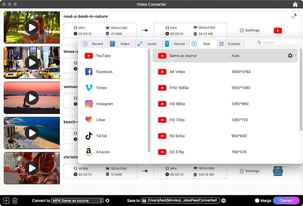 convert videos to youtube format