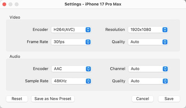 choose resolution as 1080p