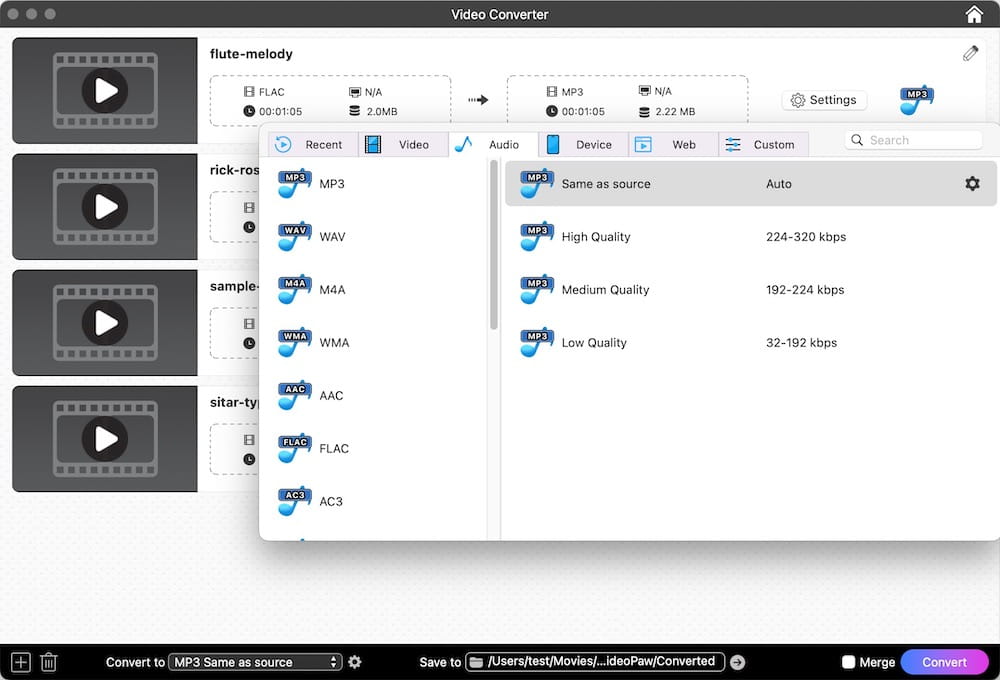 choose output format