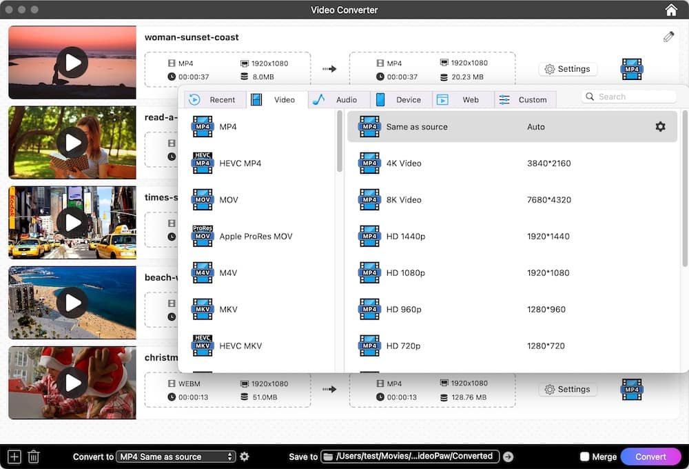 choose output format