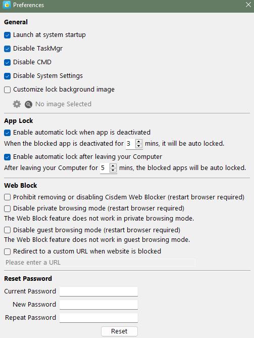 disable system settings