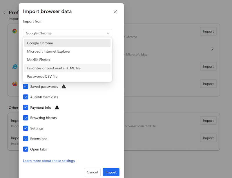 edge bookmark import