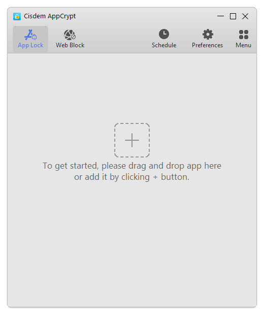 Cisdem AppCrypt interface showing Preferences in the top right corner