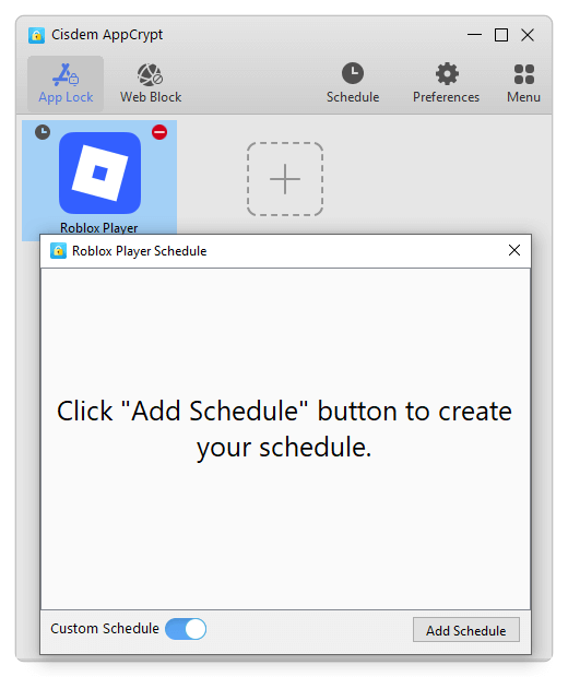 a Custom Schedule dialog
