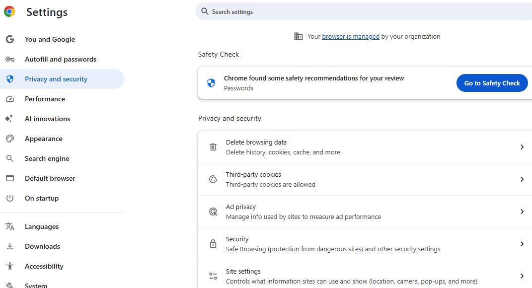 delete browsing data