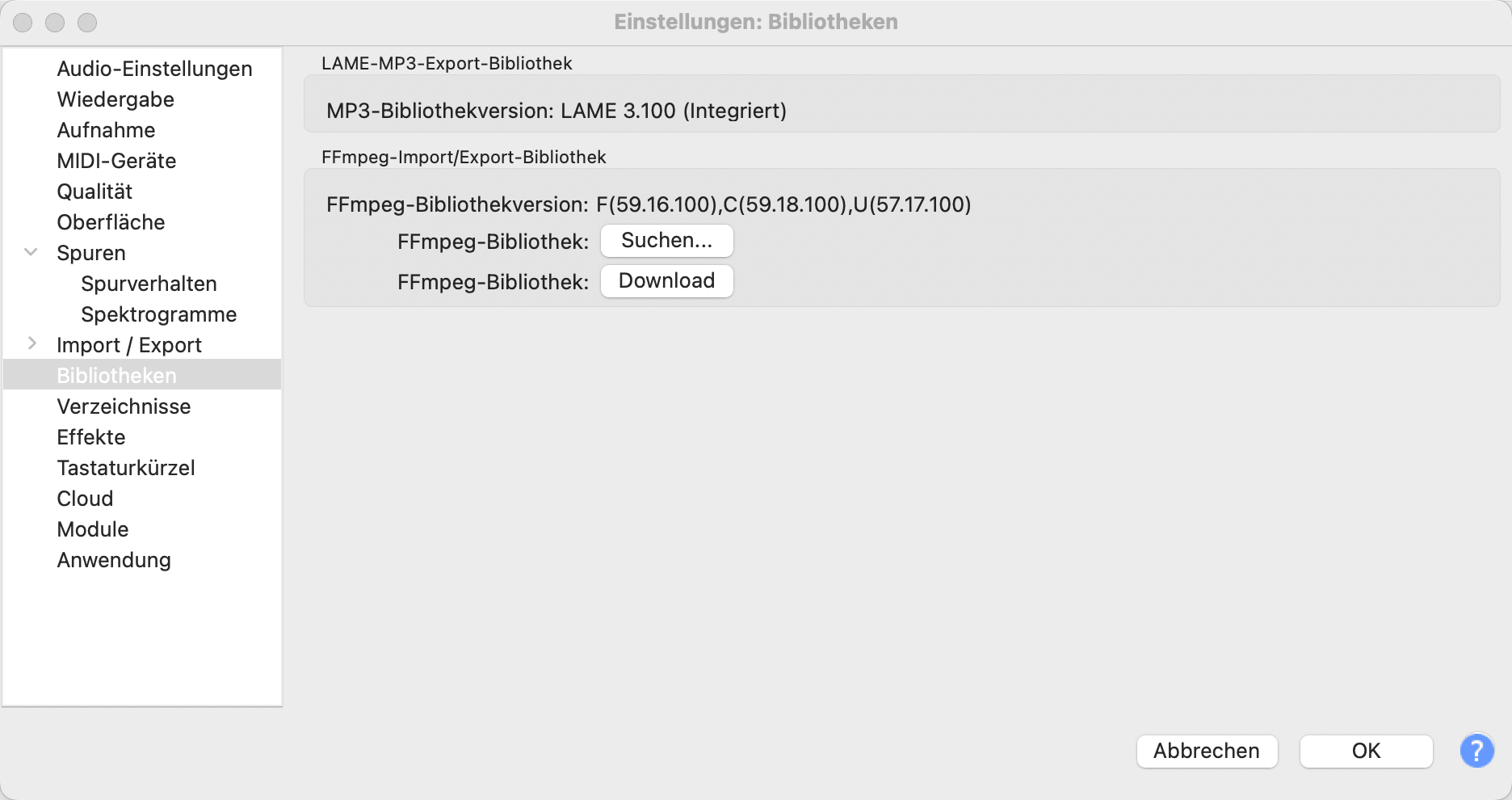 m4a in mp3 konvertieren macintosh audacity 01
