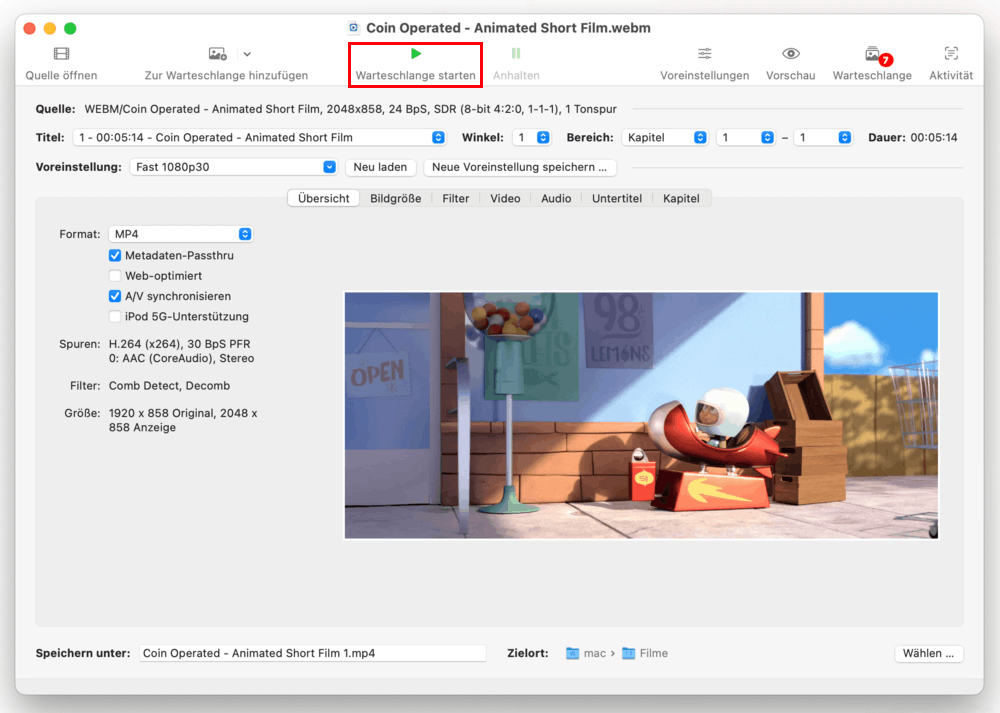 mts in mp4 umwandeln mac handbrake