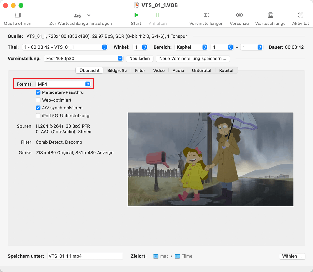 main interface of handbrake