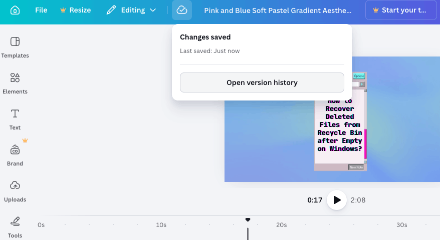 open version history