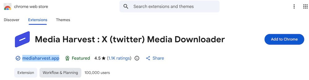 twitter video downloader extension interface