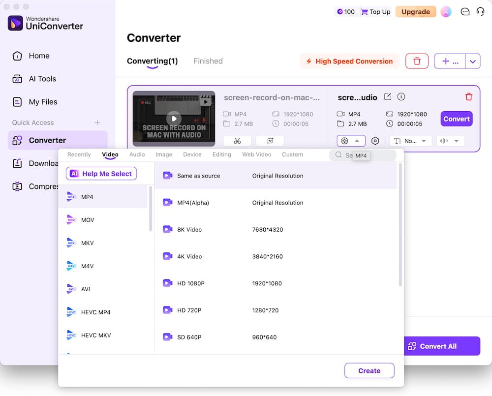wondershare conversion quality