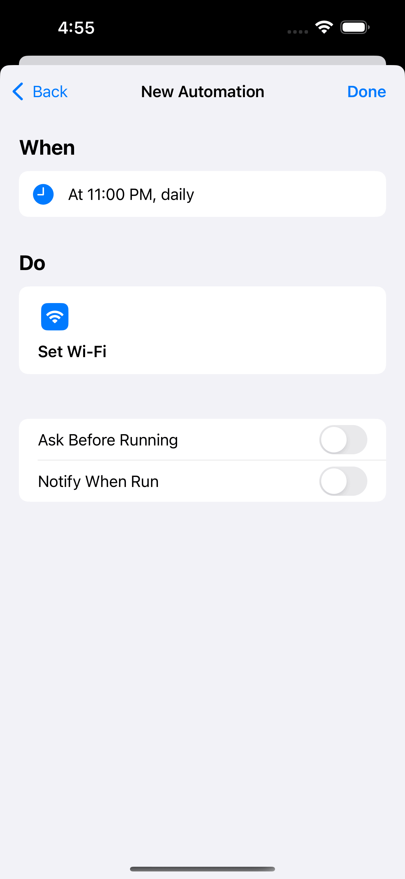 Ask Before Running turned off