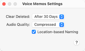 voice memos settings