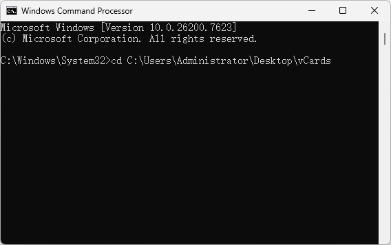 Command Prompt window showing a path