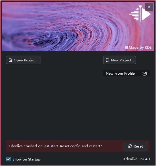 add new project to kdenlive