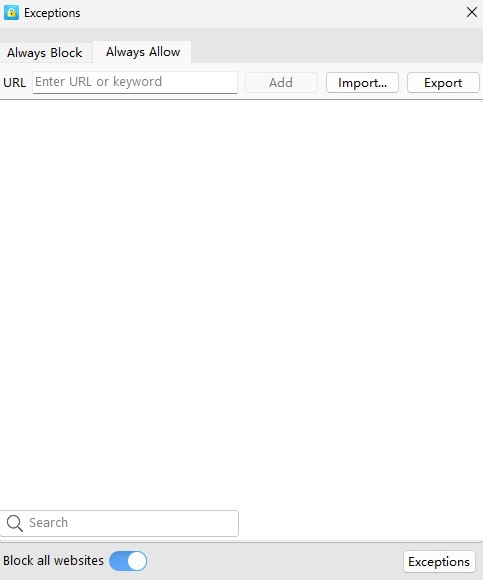 block all sites