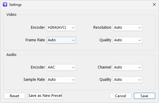 format settings