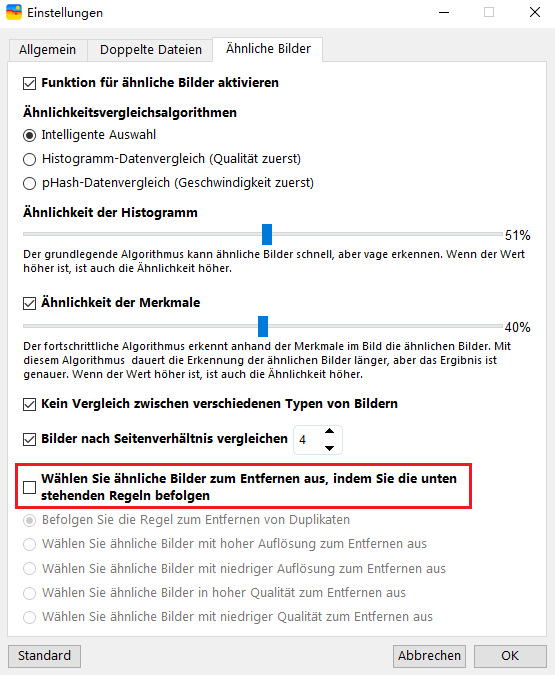 Funktion „Ähnliche Bilder“ aktivieren