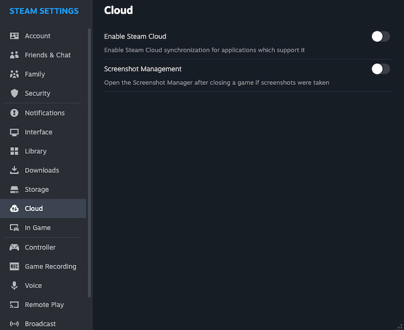 turn off cloud