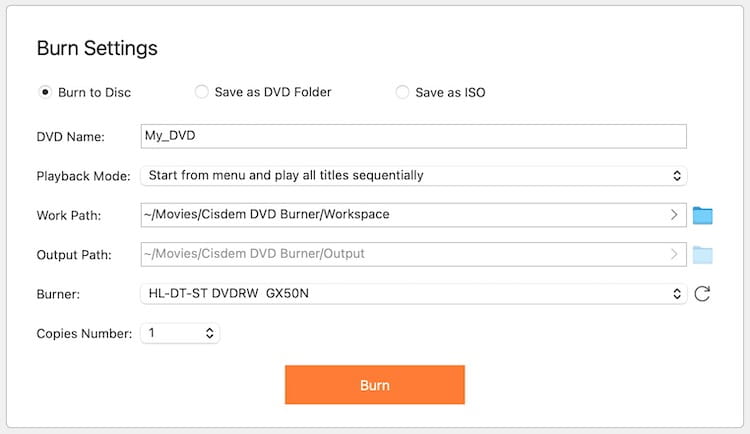 burn videos