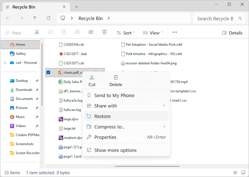 restore recycle bin