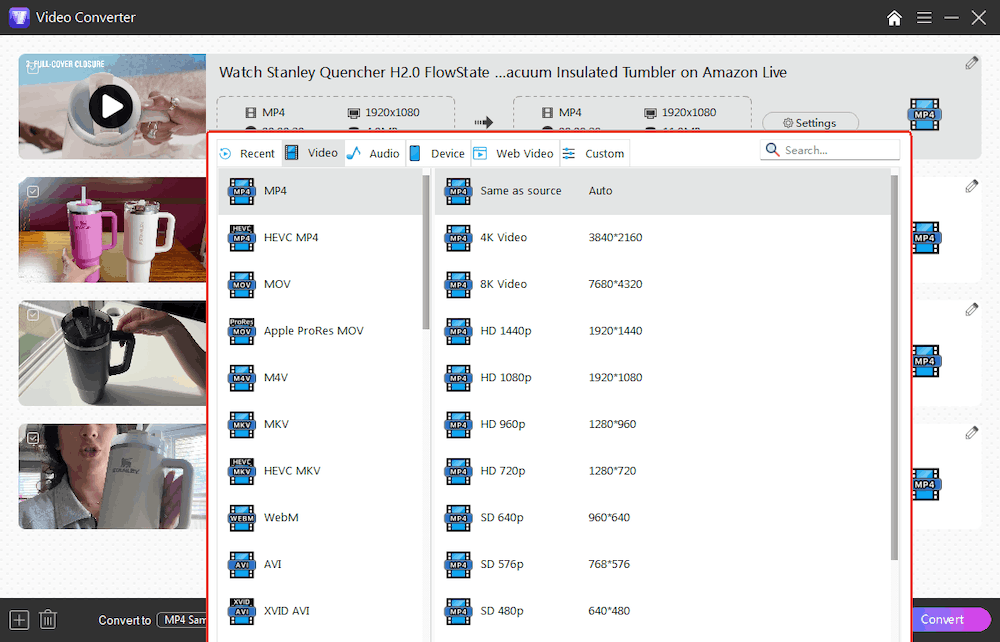 convert amazon product video to any format