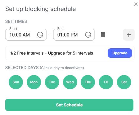 set up blocking schedule