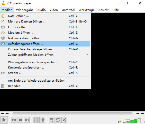 VLC aufnahmegerät öffnen