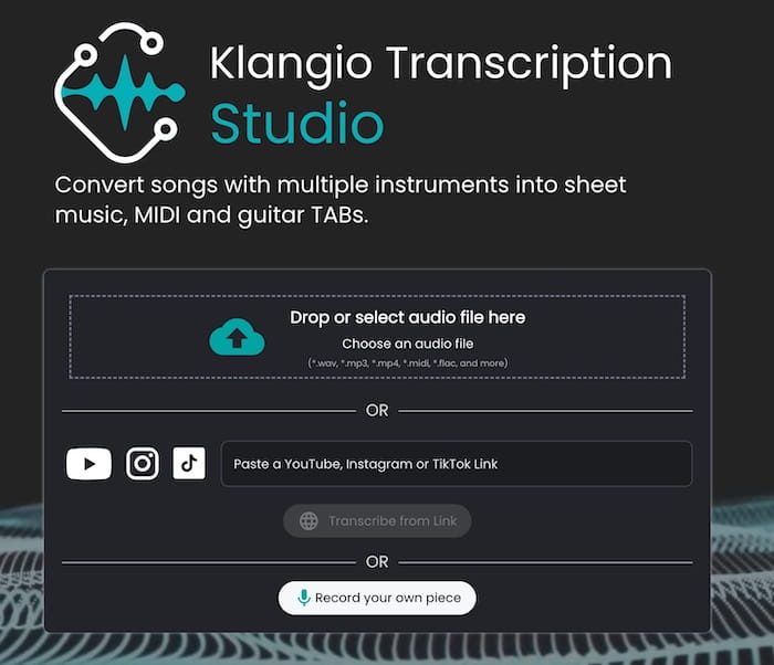 paste youtube link to klang