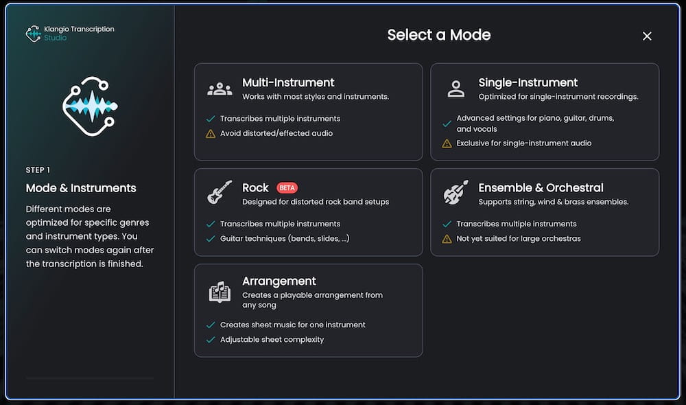 select a mode