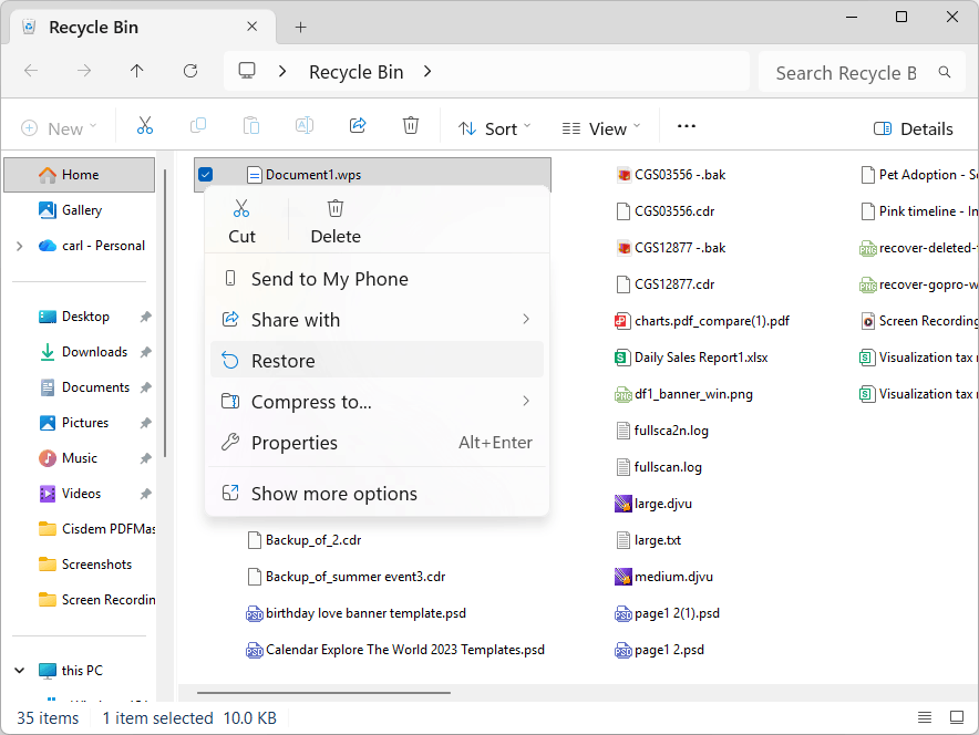 recover wps pc bin