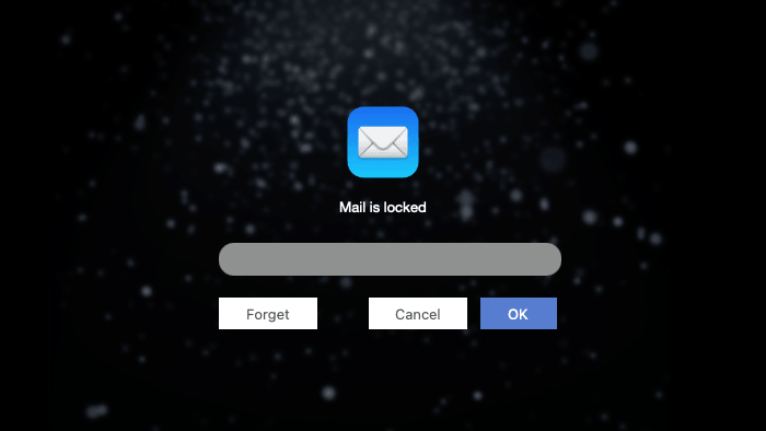 a screen saying Mail is locked